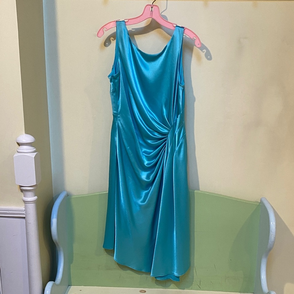 Sleek Turquoise Asymmetrical Dress